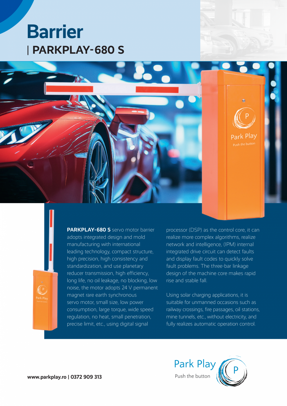 Pagina 1-brosura bariera automata ParkPlay- 680 S ParkPlay 680-S Kit Catalog, brosura Engleza Barrier
|...