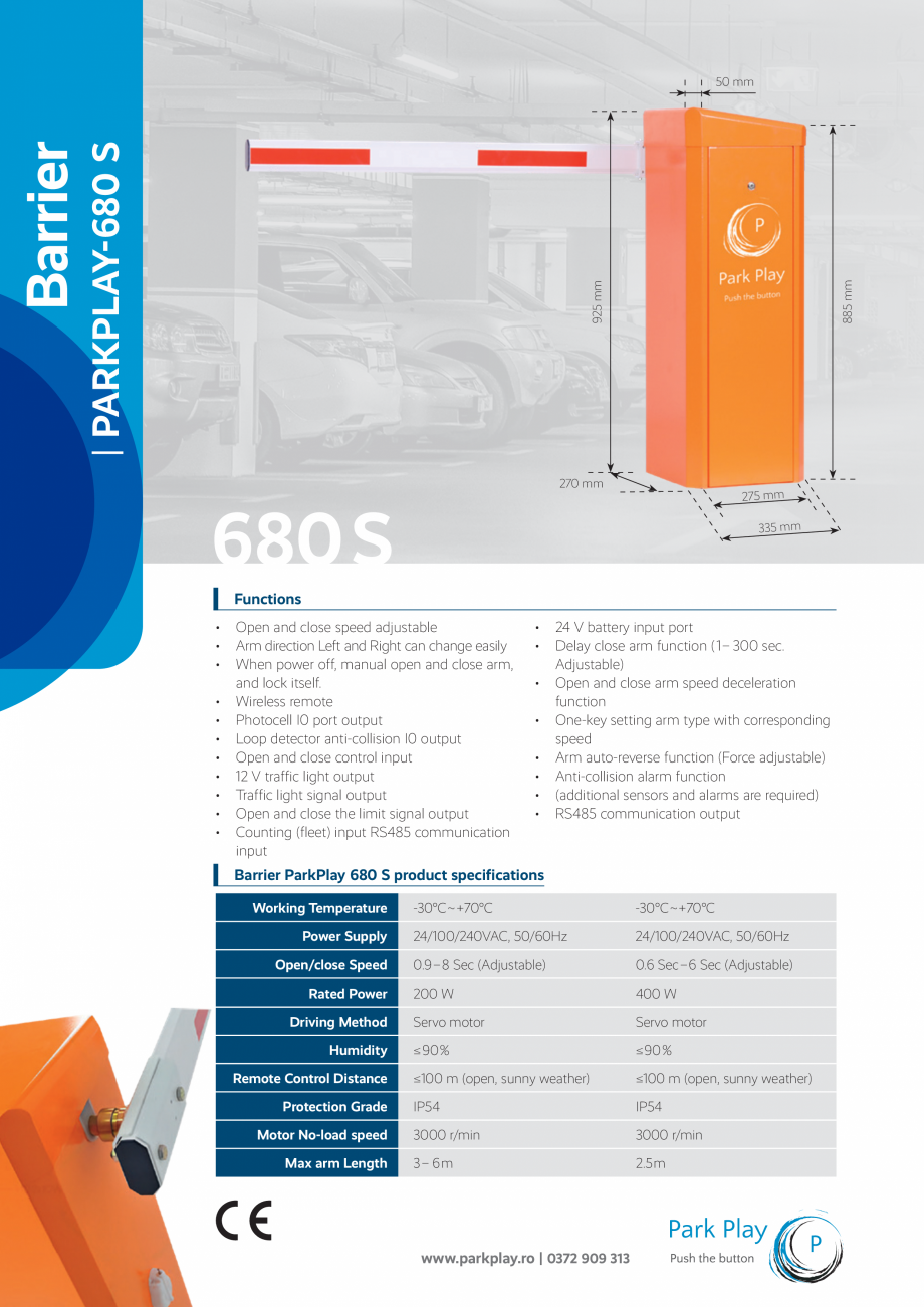 Pagina 2 - brosura bariera automata ParkPlay- 680 S ParkPlay 680-S Kit Catalog, brosura Engleza es, ...