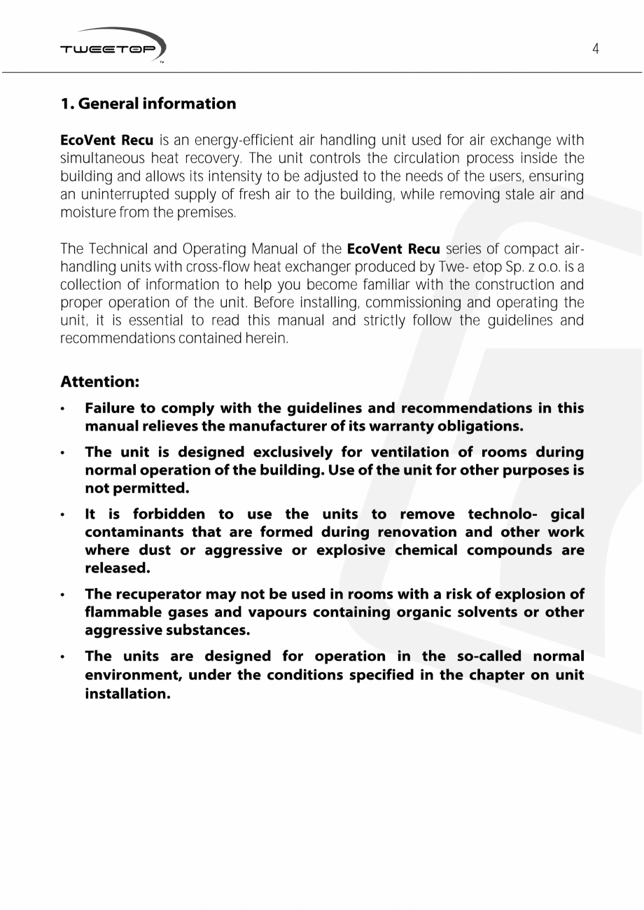 Pagina 4-Unitati centrale de ventilatie cu schimbator de caldura in placi TweeTop EcoVentRecu ECOCALD Unitati...
