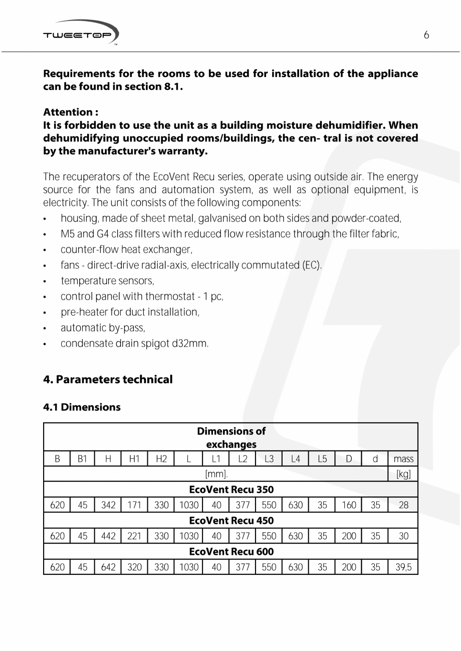 Pagina 6-Unitati centrale de ventilatie cu schimbator de caldura in placi TweeTop EcoVentRecu ECOCALD Unitati...