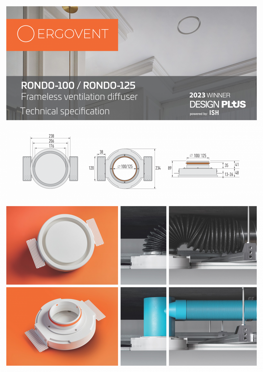 Pagina 1-Anemostat RONDO-100-125 Ergovent ECOCALD Anemostat ECOCALD Fisa tehnica Engleza 