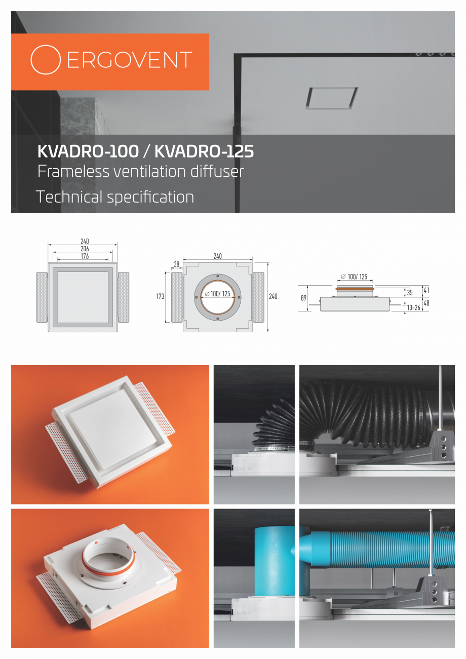 Pagina 1-Anemostat KVADRO -100-125 Ergovent ECOCALD Anemostat ECOCALD Fisa tehnica Engleza 
