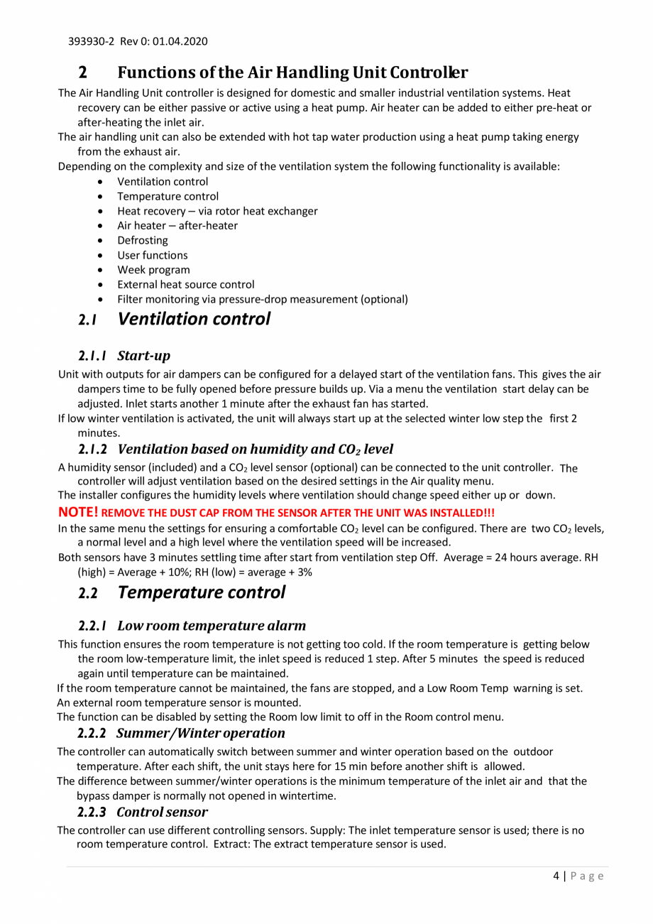 Pagina 4- Unitati centrale de ventilatie cu schimbator de caldura rotativ Ensy Inovent AHU-200-700 ECOCALD...