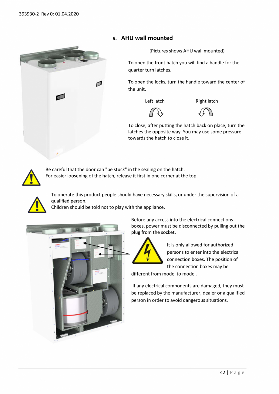 Pagina 42- Unitati centrale de ventilatie cu schimbator de caldura rotativ Ensy Inovent AHU-200-700 ECOCALD...