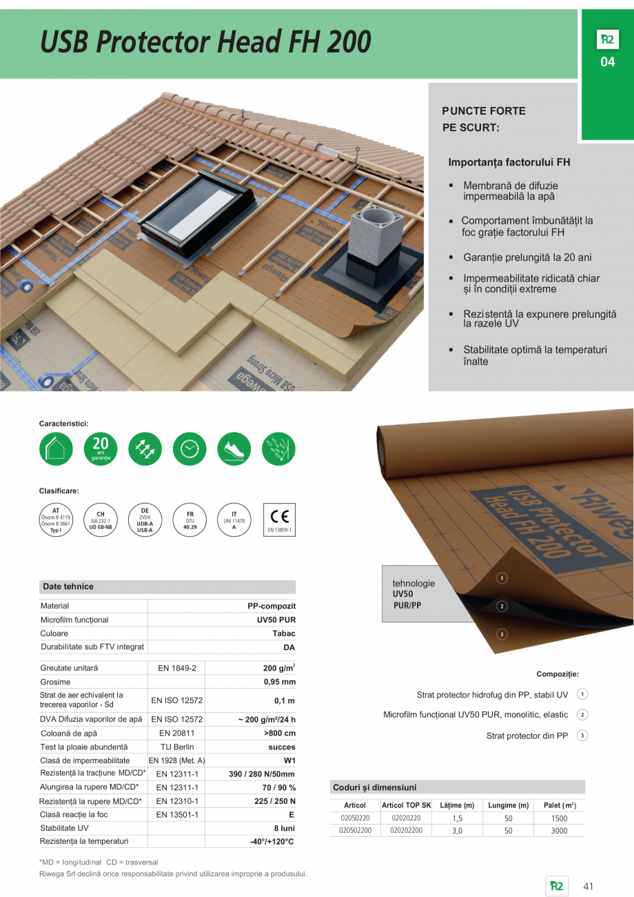 Pagina 1-Membrană de difuzie impermeabilă la apă și permeabilă la vapori Riwega USB Protector Head FH...