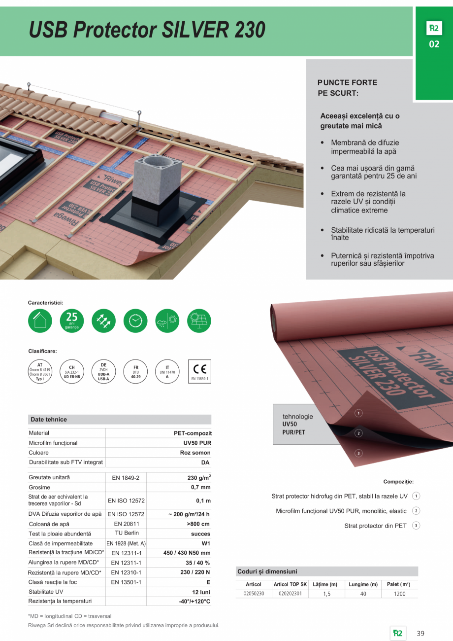 Pagina 1-Membrană de difuzie impermeabilă la apă și permeabilă la vapori Riwega USB Protector SILVER 230...