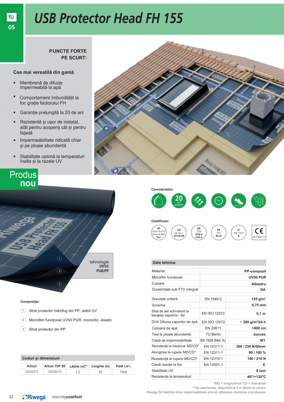 Pagina 1-Membrană de difuzie impermeabilă la apă și permeabilă la vapori Riwega USB Protector Head FH...