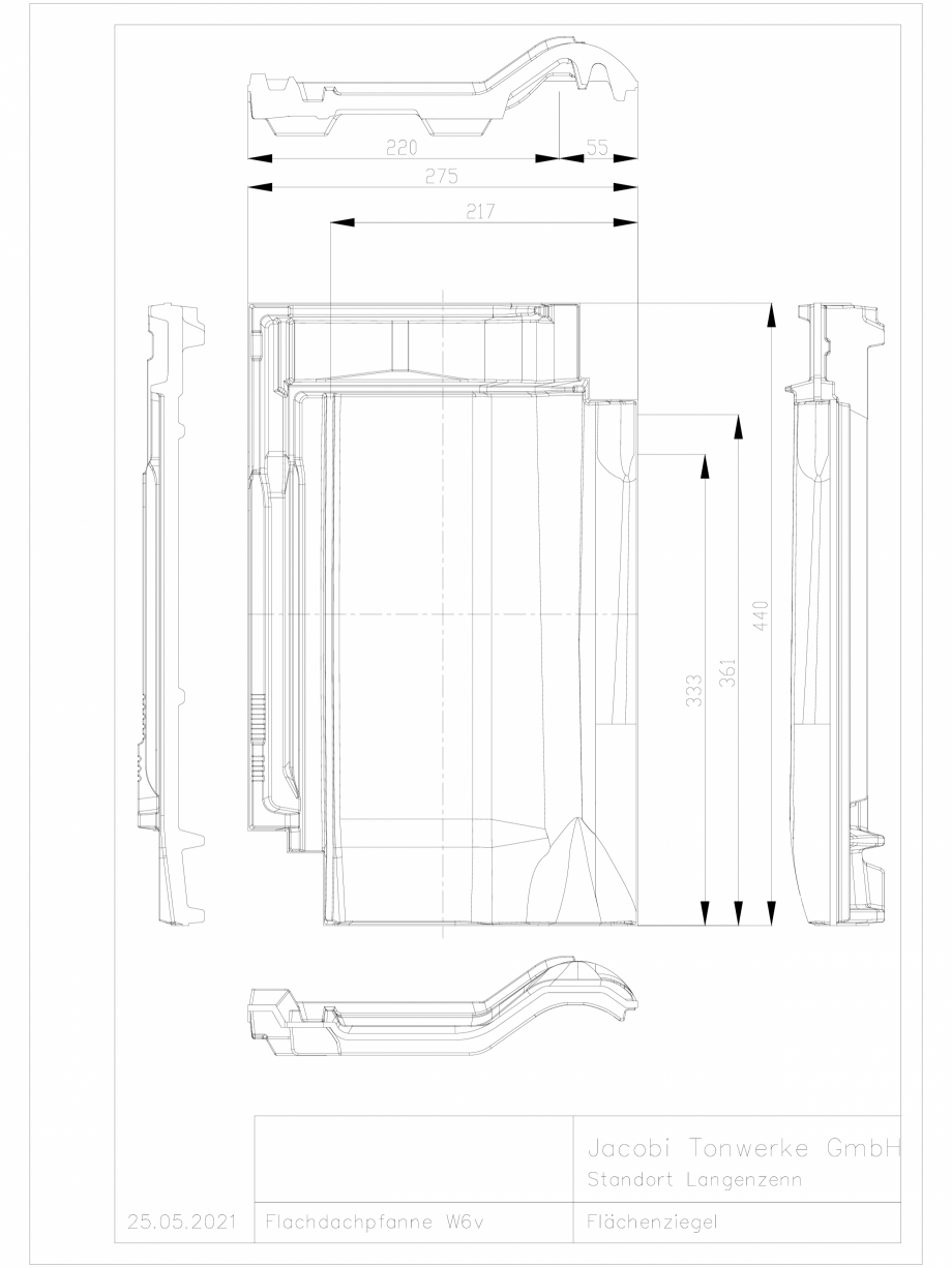 Pagina 1 - CAD-DWG Țiglă ceramică profilată Jacobi Walther Detaliu de produs W6v 