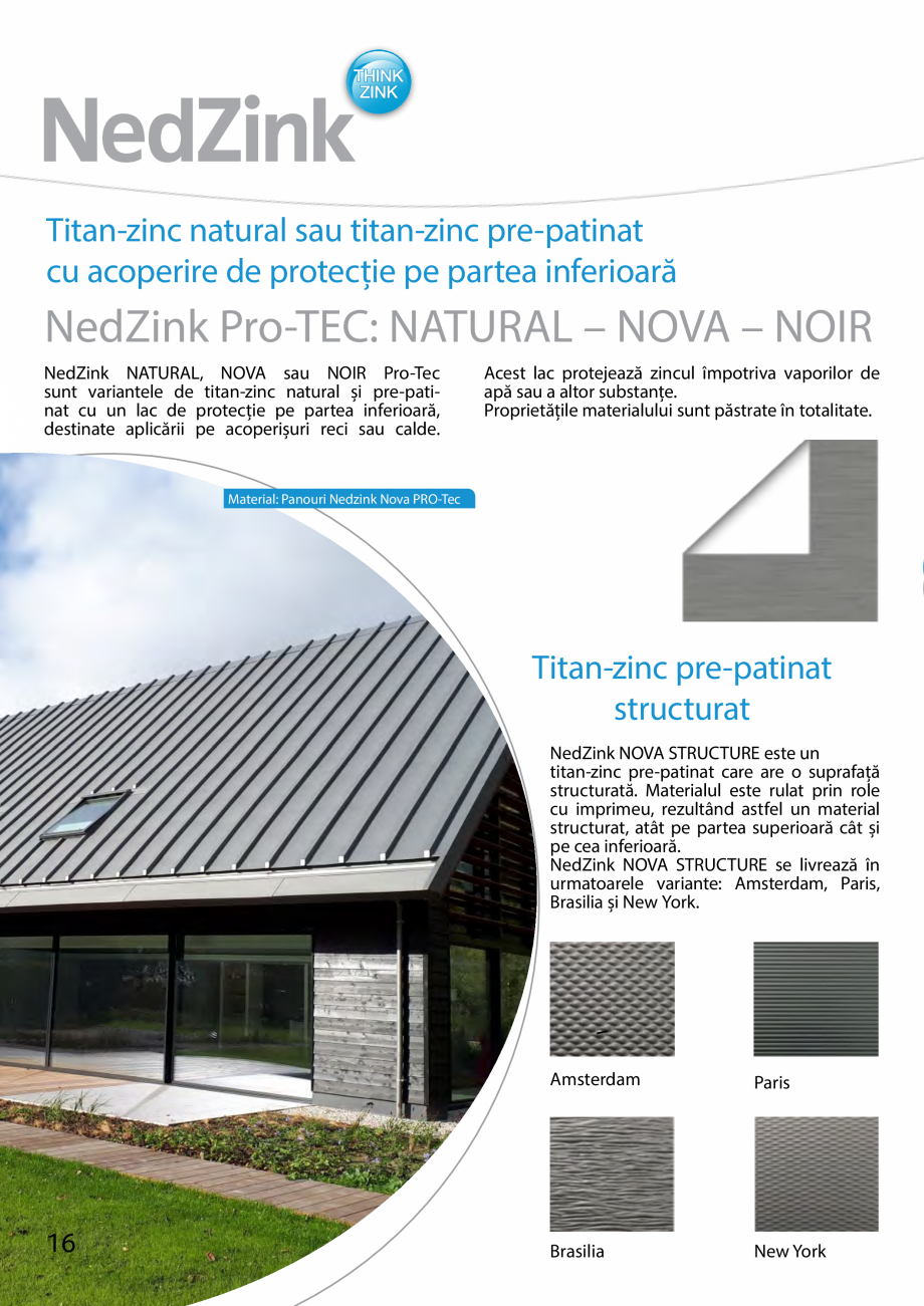 Pagina 16 - Catalog tabla de titan-zinc NedZink NedZink NOIR, NATUREL, NEO, NOVA, NOVA COMPOSITE,...