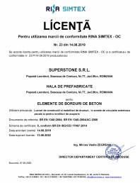 Licenta pentru utilizarea marcii de conformitate RINA SIMTEX - OC Nr 23 14 08 2019 pentru