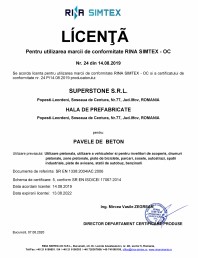 Licenta pentru utilizarea marcii de conformitate RINA SIMTEX - OC Nr 24 din 14 08 2019