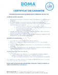 Certificat de garantie pentru produsele BOMA Prefabricate 