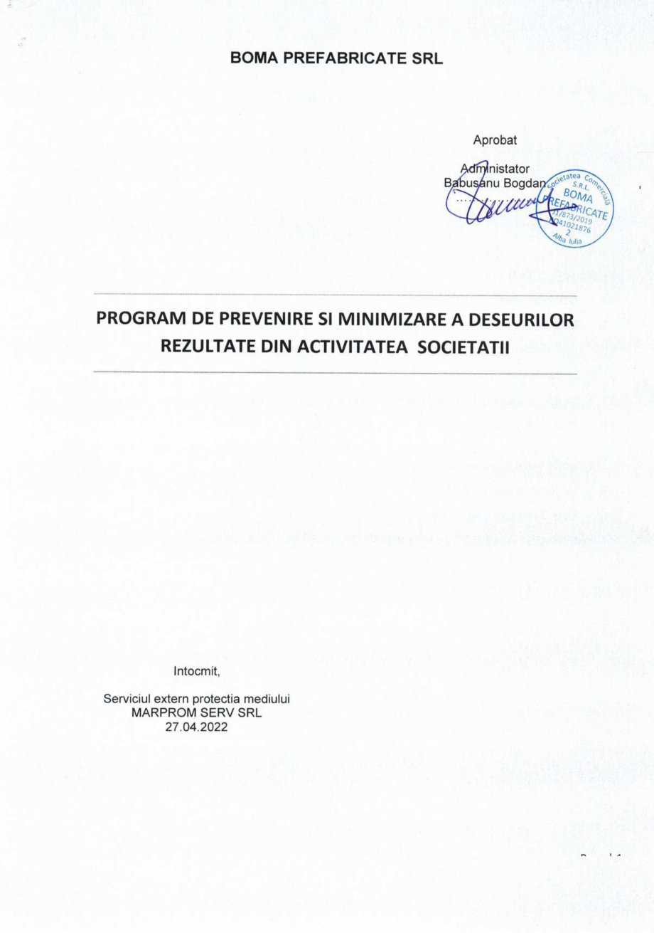 Pagina 1-Program de prevenire si minimizare a deseurilor  Certificare produs Romana 