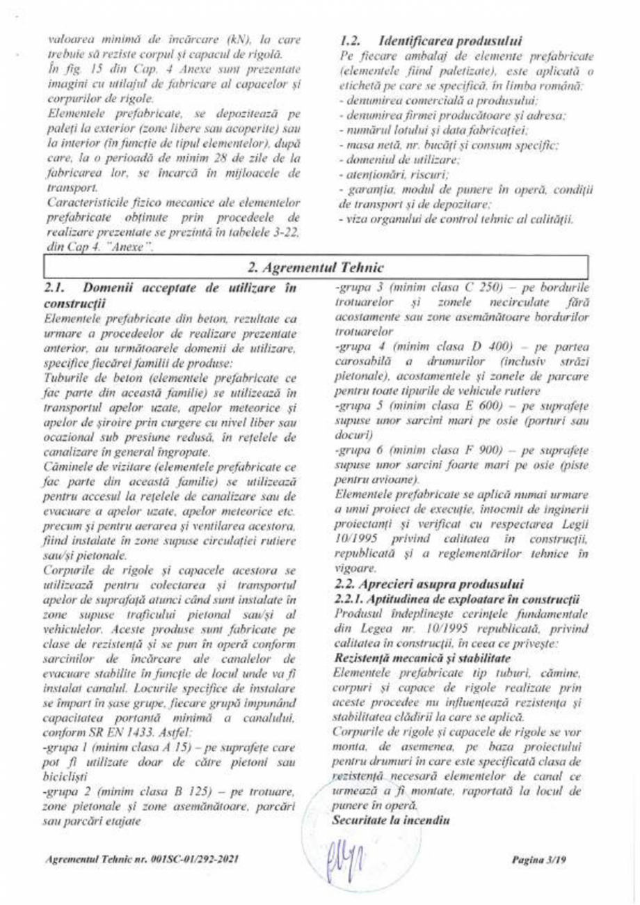 Pagina 3 - Agrement Tehnic 001SC-01/292-2021 - procedeu de realizare - Elemente prefabricate din...