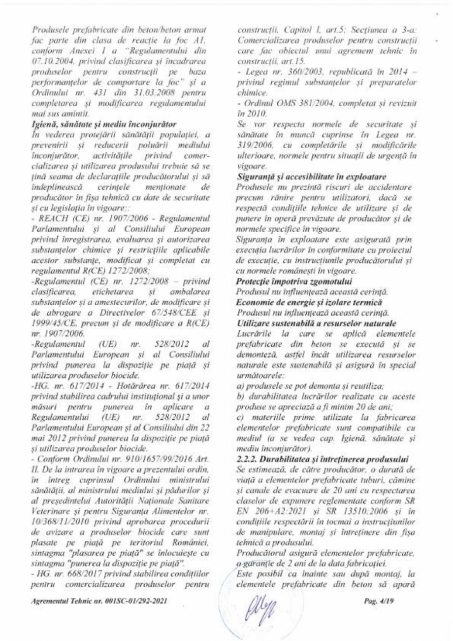Pagina 4 - Agrement Tehnic 001SC-01/292-2021 - procedeu de realizare - Elemente prefabricate din...