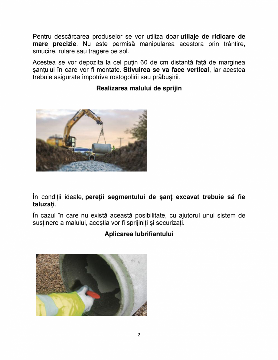 Pagina 2 - Instructiuni de manipulare si montaj pentru rigole din beton BOMA BM2092, BM2093, BM2094,...