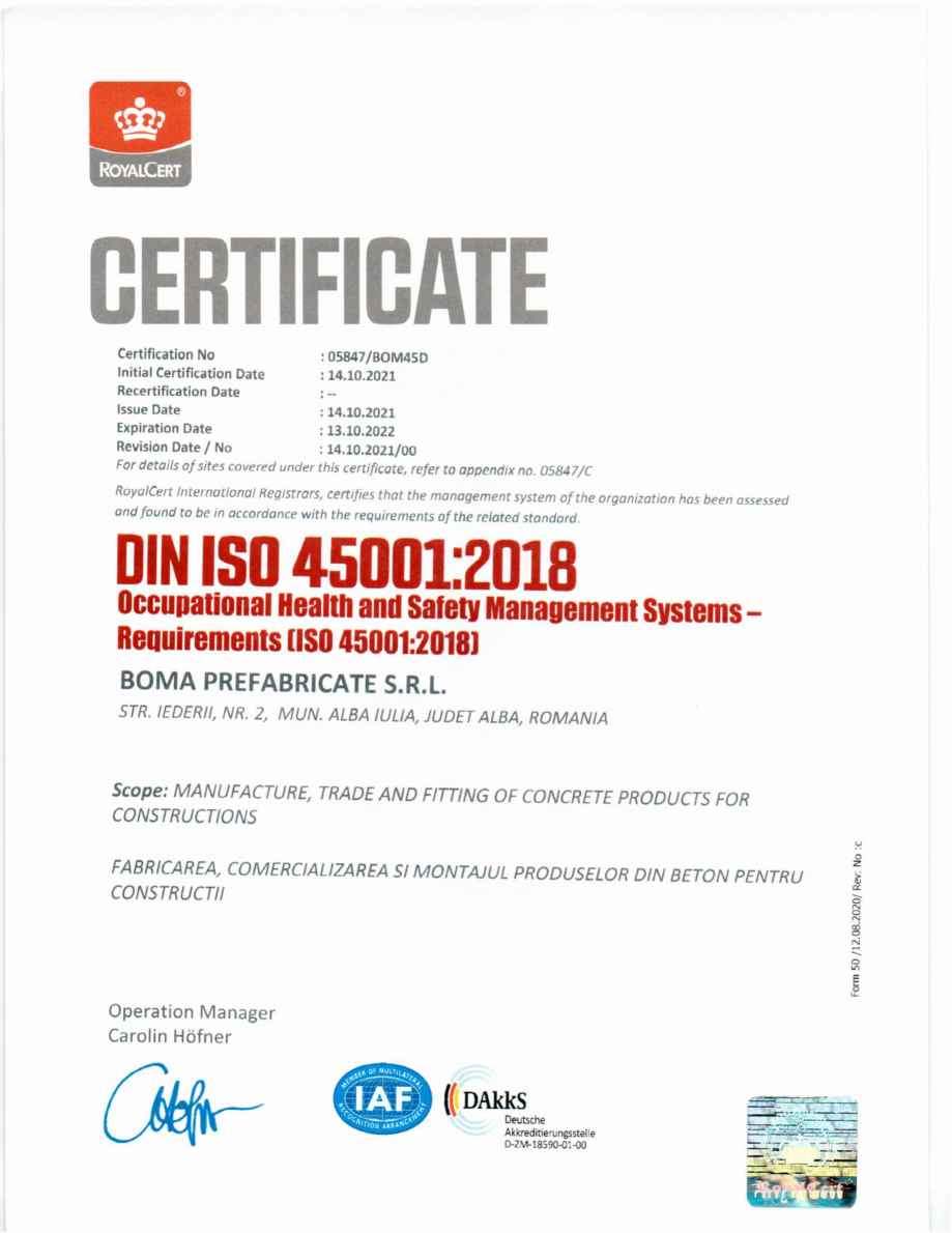 Pagina 2 - Certificate-ISO Boma Prefabricate 2021 - pentru fabicarea, comercializarea si montajul...