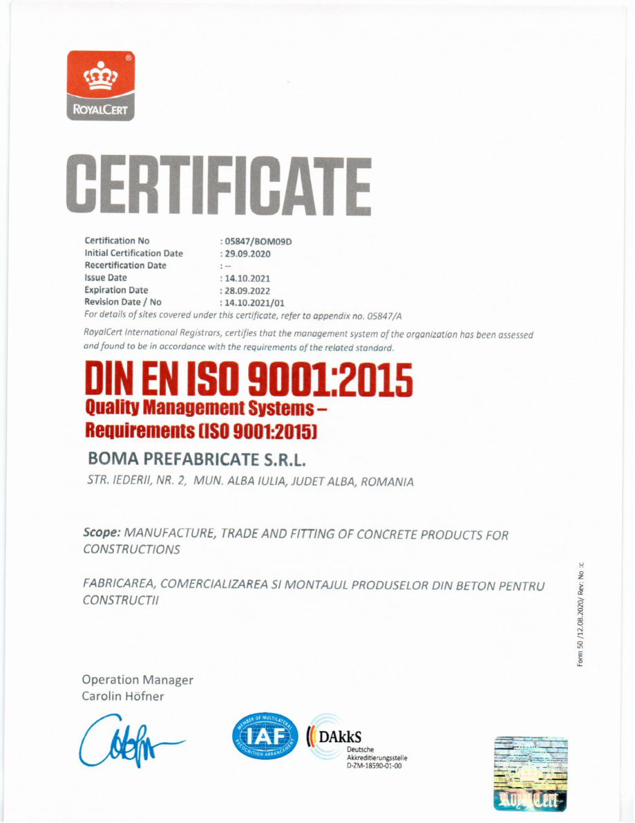 Pagina 3 - Certificate-ISO Boma Prefabricate 2021 - pentru fabicarea, comercializarea si montajul...