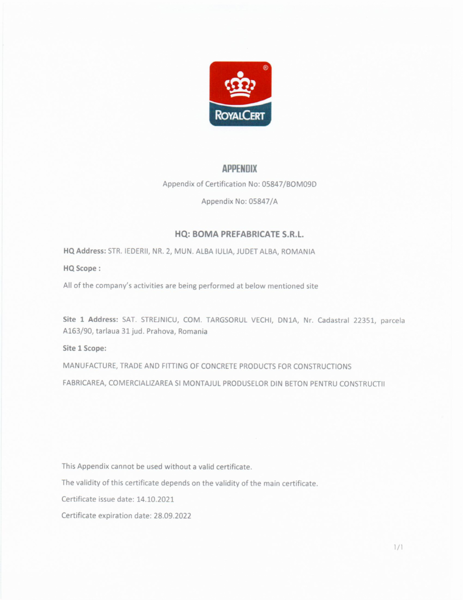 Pagina 4 - Certificate-ISO Boma Prefabricate 2021 - pentru fabicarea, comercializarea si montajul...