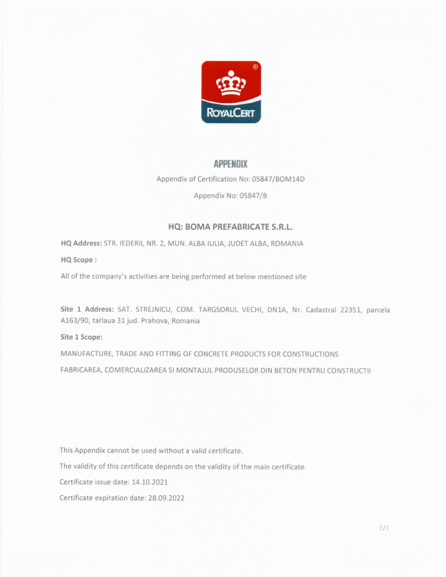 Pagina 5 - Certificate-ISO Boma Prefabricate 2021 - pentru fabicarea, comercializarea si montajul...
