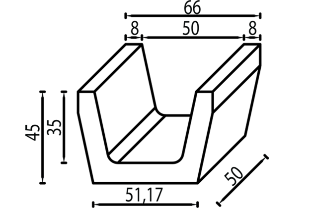 Schiță dimensiuni Rigola sant trapezoidal - BM2116