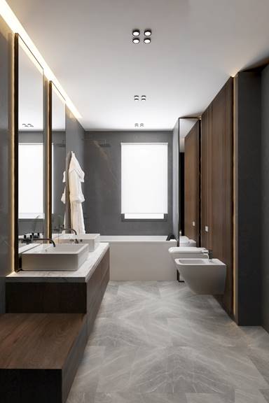 Detalii baie Design interior - Apartament - stil minimalist, culori inchise