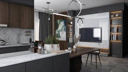 Interior amenajat in stil minimalist Design interior - Apartament - stil minimalist, culori inchise