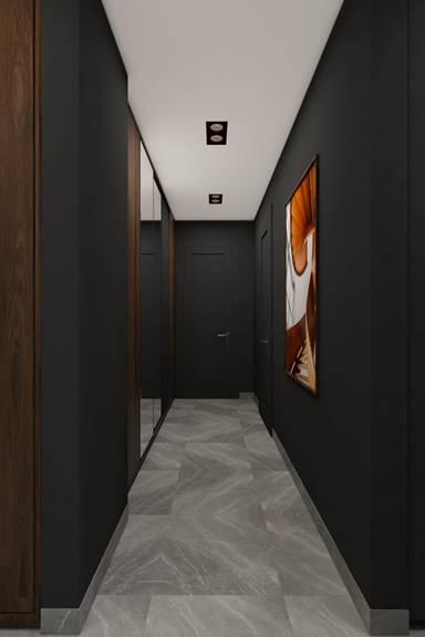 Detalii hol Design interior - Apartament - stil minimalist, culori inchise
