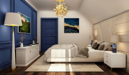 Dormitor in stil contemporan, cu accent albastru Design interior - Casa - stil contemporan, accent albastru