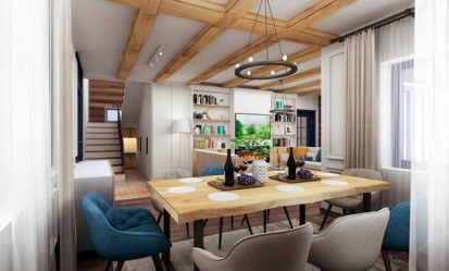 Masa in living Design interior - Casa - stil contemporan, accent albastru