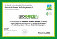Certificare Romanian Green Building Council - pentru Isogreen Romania 