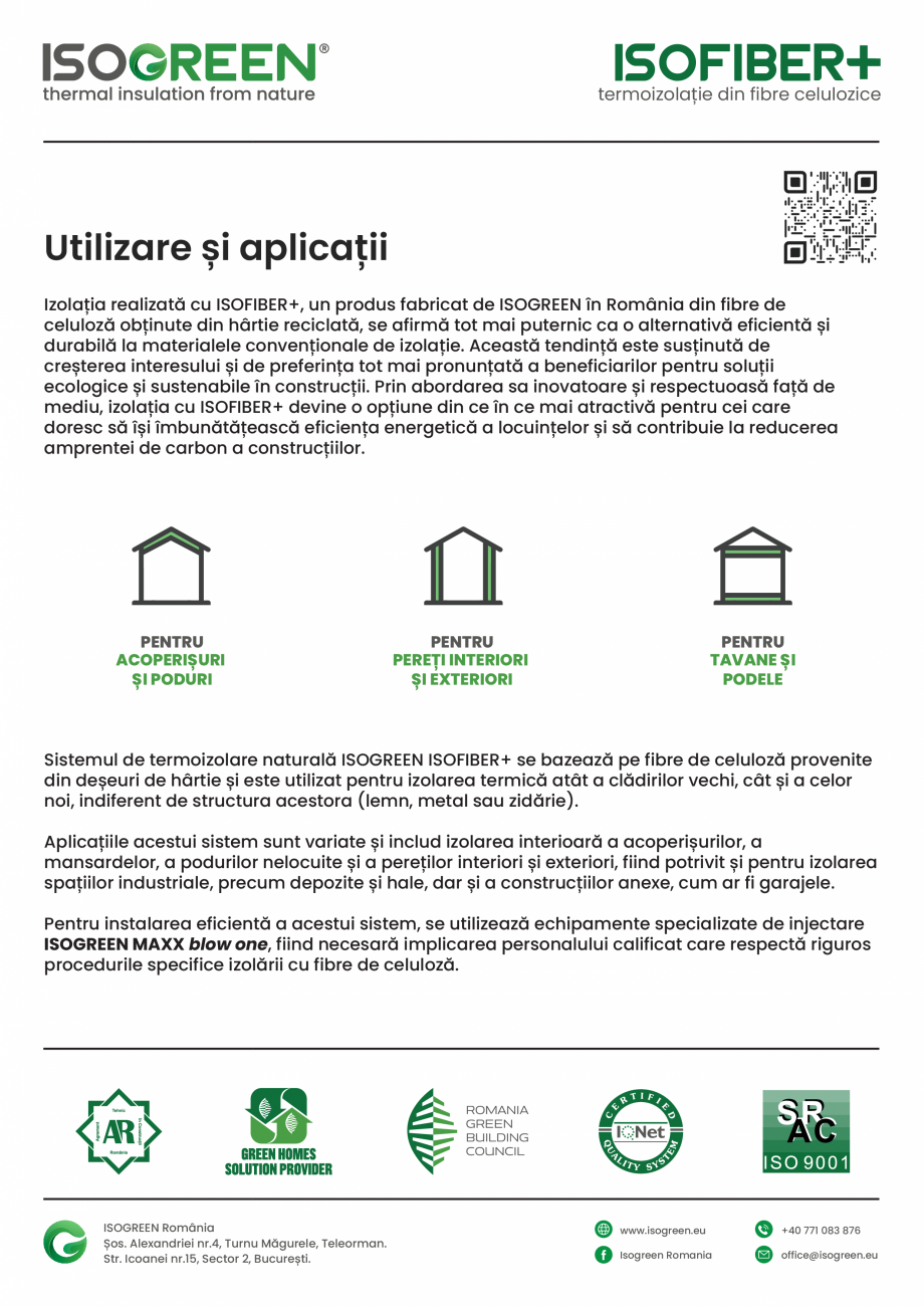 Pagina 2-Termoizolatia cu fibre de celuloza Isogreen ISOFIBER+ Fisa tehnica Romana care. Clasificată într-o...