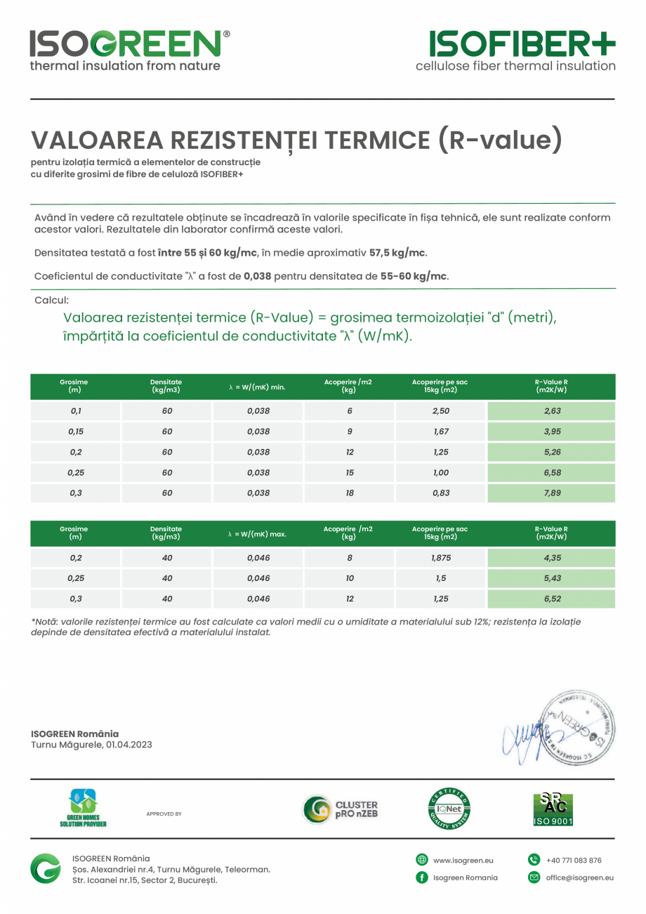Pagina 4 - Termoizolatia cu fibre de celuloza Isogreen ISOFIBER+ Fisa tehnica Romana e.
Pentru...