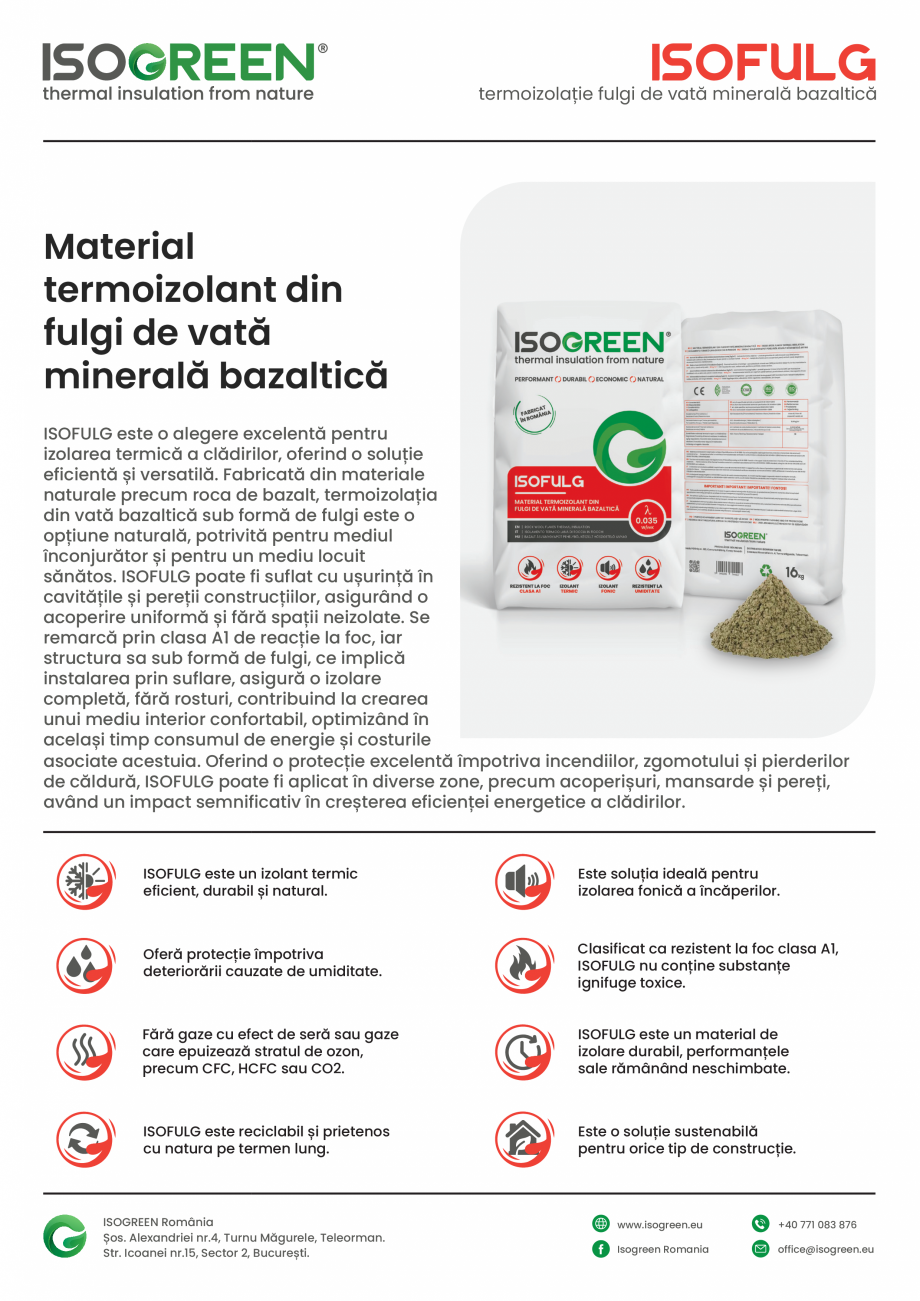 Pagina 1-Material  termoizolant din fulgi de vată  minerală bazaltică Isogreen ISOFULG Fisa tehnica Romana...