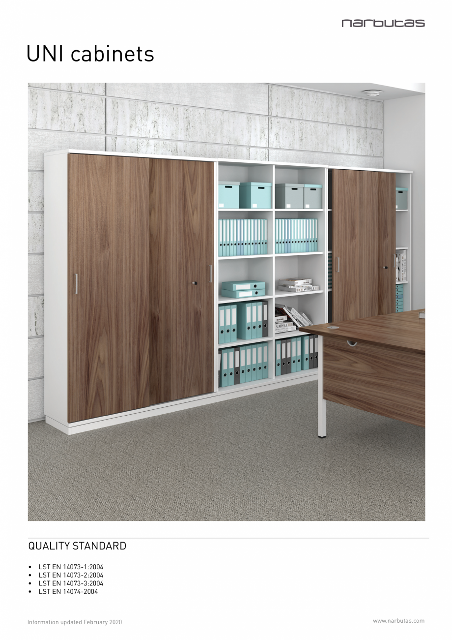 Pagina 1-Sistem de depozitare universal Narbutas Fisa tehnica Engleza UNI cabinets

QUALITY STANDARD
•
•
...