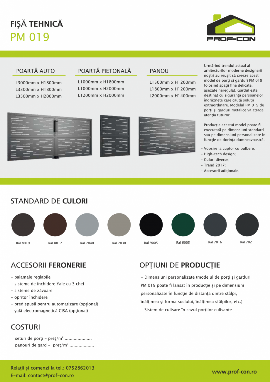Pagina 1-Poarta si gard high-tech PROF-CON PM 019 Fisa tehnica Romana 