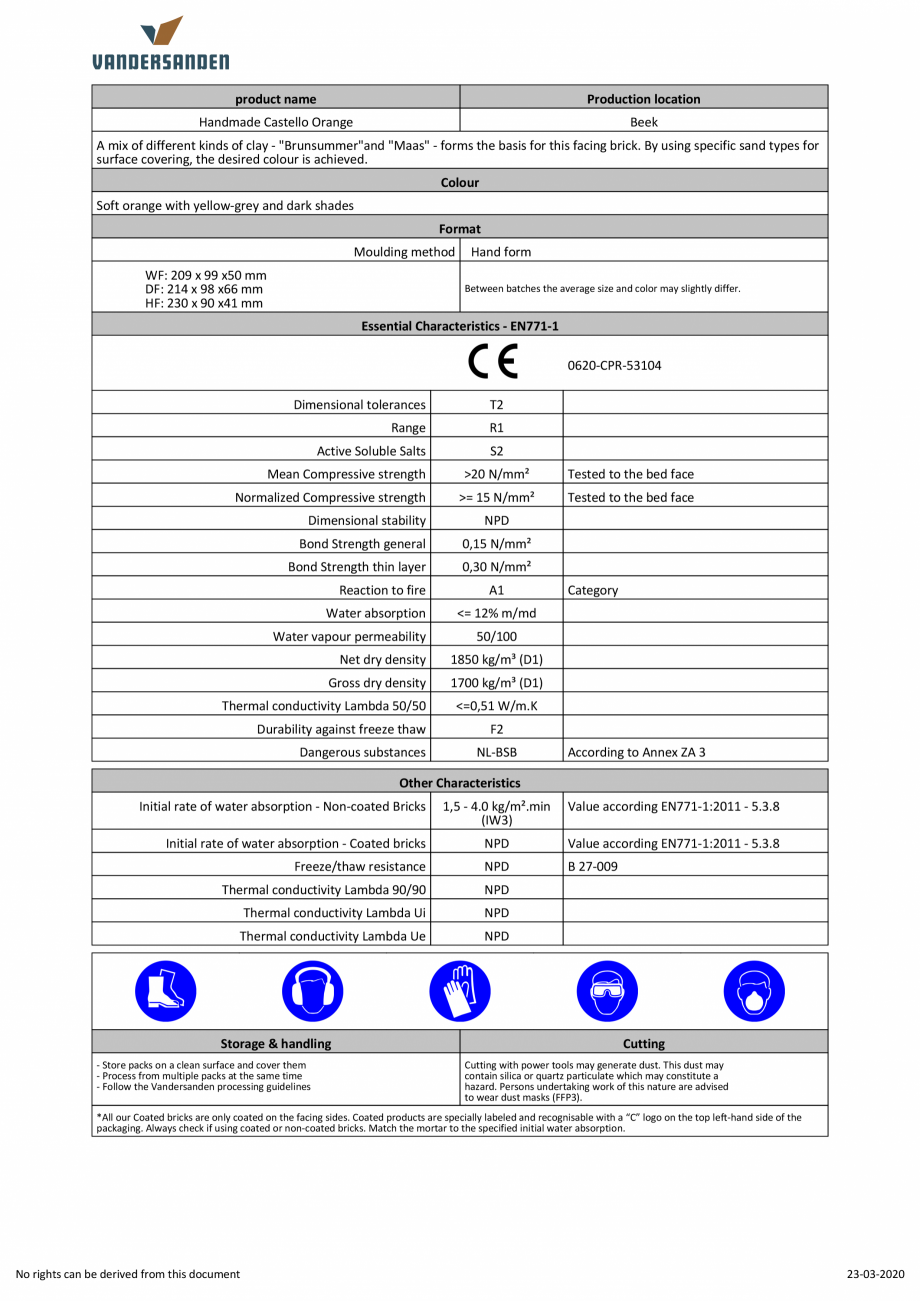 Pagina 1-Caramida aparenta klinker - Castello Oranje Amedio Ideas SM65 Fisa tehnica Engleza product name
...
