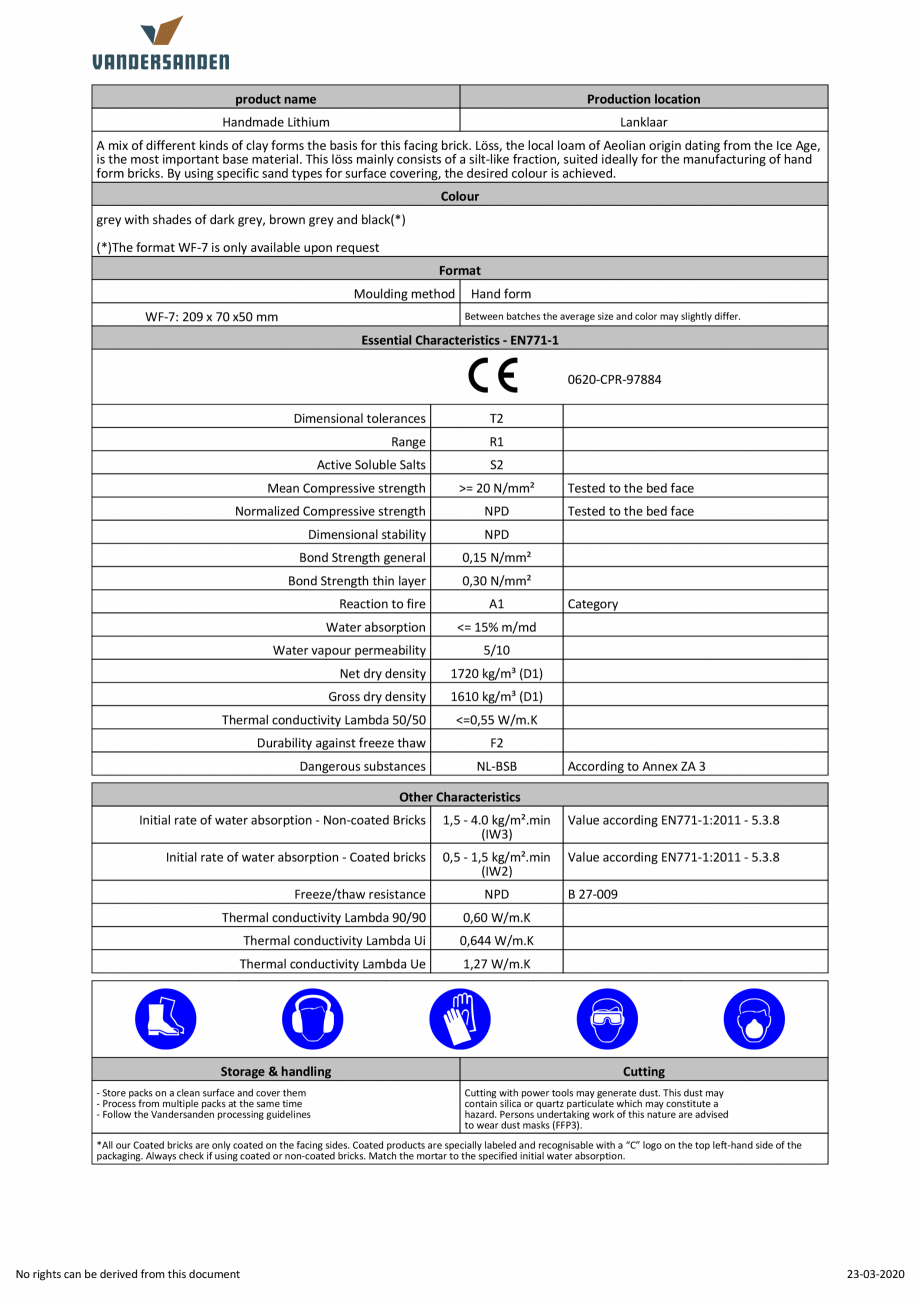 Pagina 2-Caramida aparenta klinker - Lithium Amedio Ideas SM65 Fisa tehnica Engleza 

Dimensional stability

...