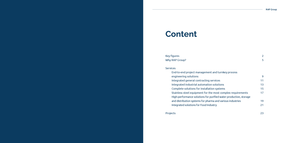 Pagina 2-RAP Group - Solutii ingineresti pentru afacerea ta  Catalog, brosura Engleza AP Group is built
on...