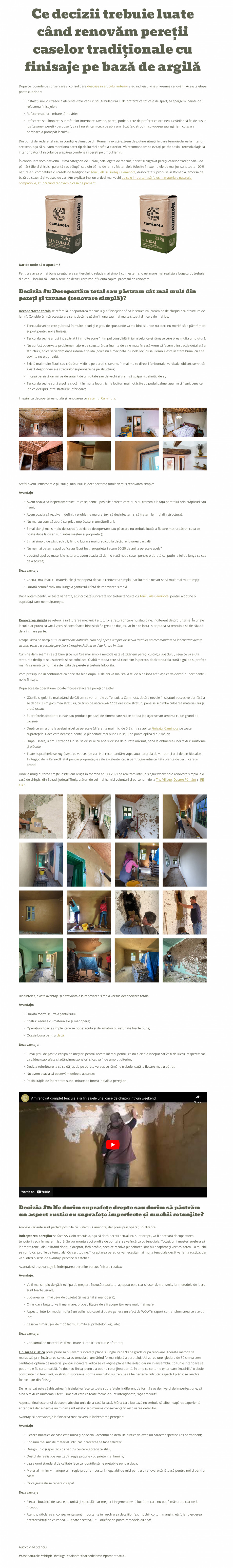 Pagina 1-Ce decizii trebuie luate cand renovam pereții caselor traditionale cu finisaje pe bază de argila...