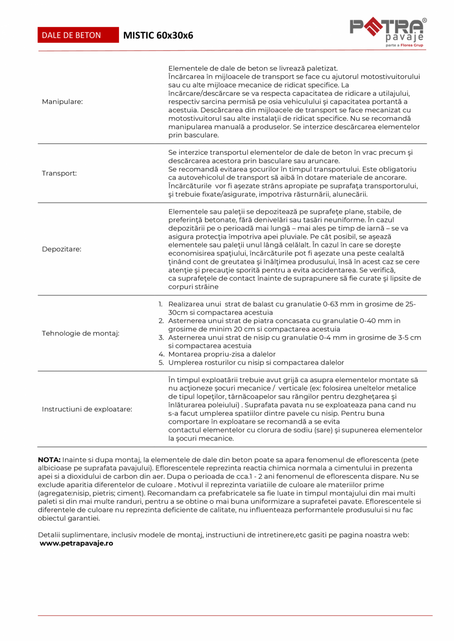 Pagina 2 - Fisa tehnica pavaj MISTIC 60x30x6 cu microcant Petra Pavaje Fisa tehnica iculelor in...