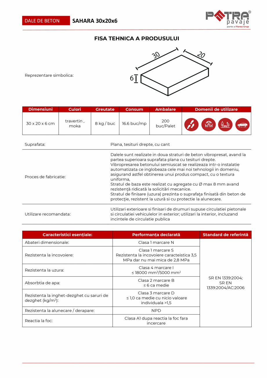 Pagina 1 - Fisa tehnica pavaj SAHARA 30x20x6 cu cant Petra Pavaje Fisa tehnica Romana SAHARA 30x20x6...