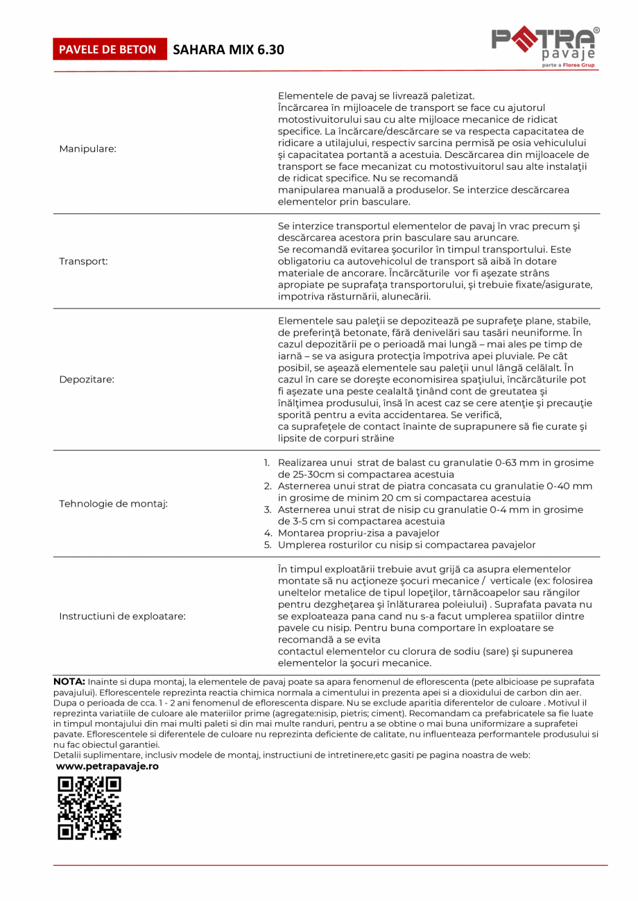 Pagina 2 - Fisa tehnica pavaj SAHARA MIX 6.30 cu cant Petra Pavaje Fisa tehnica Romana tilizari...
