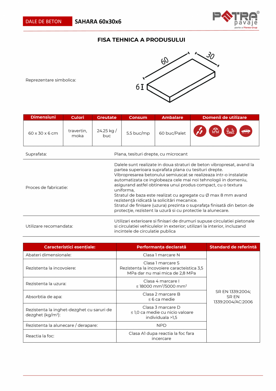 Pagina 1 - Fisa tehnica pavaj SAHARA 60x30x6 cu microcant Petra Pavaje Fisa tehnica Romana SAHARA...