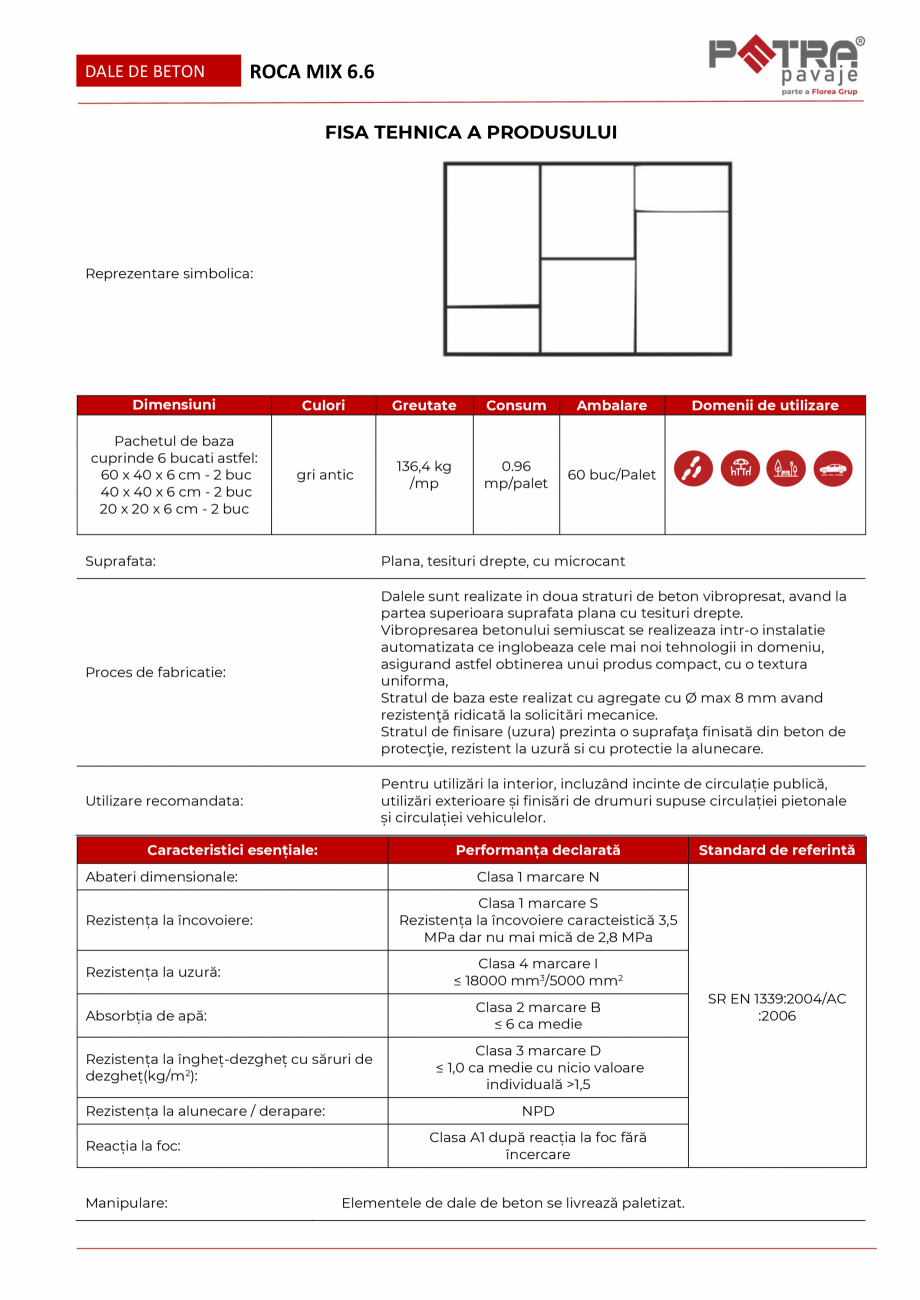 Pagina 1-Fisa tehnica pavaj ROCA MIX 6.6-gri antic Petra Pavaje Fisa tehnica Romana DALE DE BETON

ROCA MIX 6...