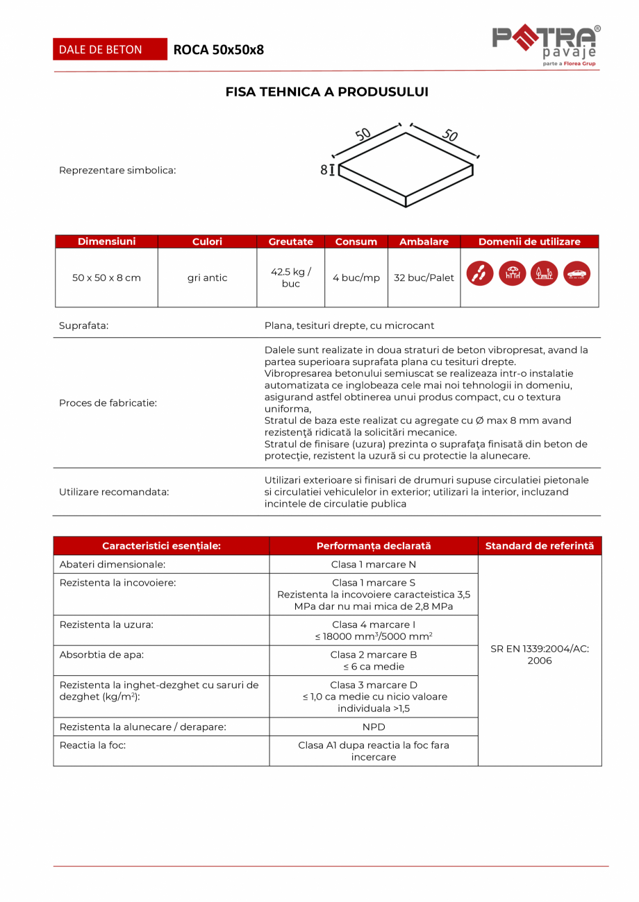 Pagina 1-Fisa tehnica pavaj ROCA 50x50x8 cu cant Petra Pavaje Fisa tehnica Romana DALE DE BETON

ROCA 50x50x8...
