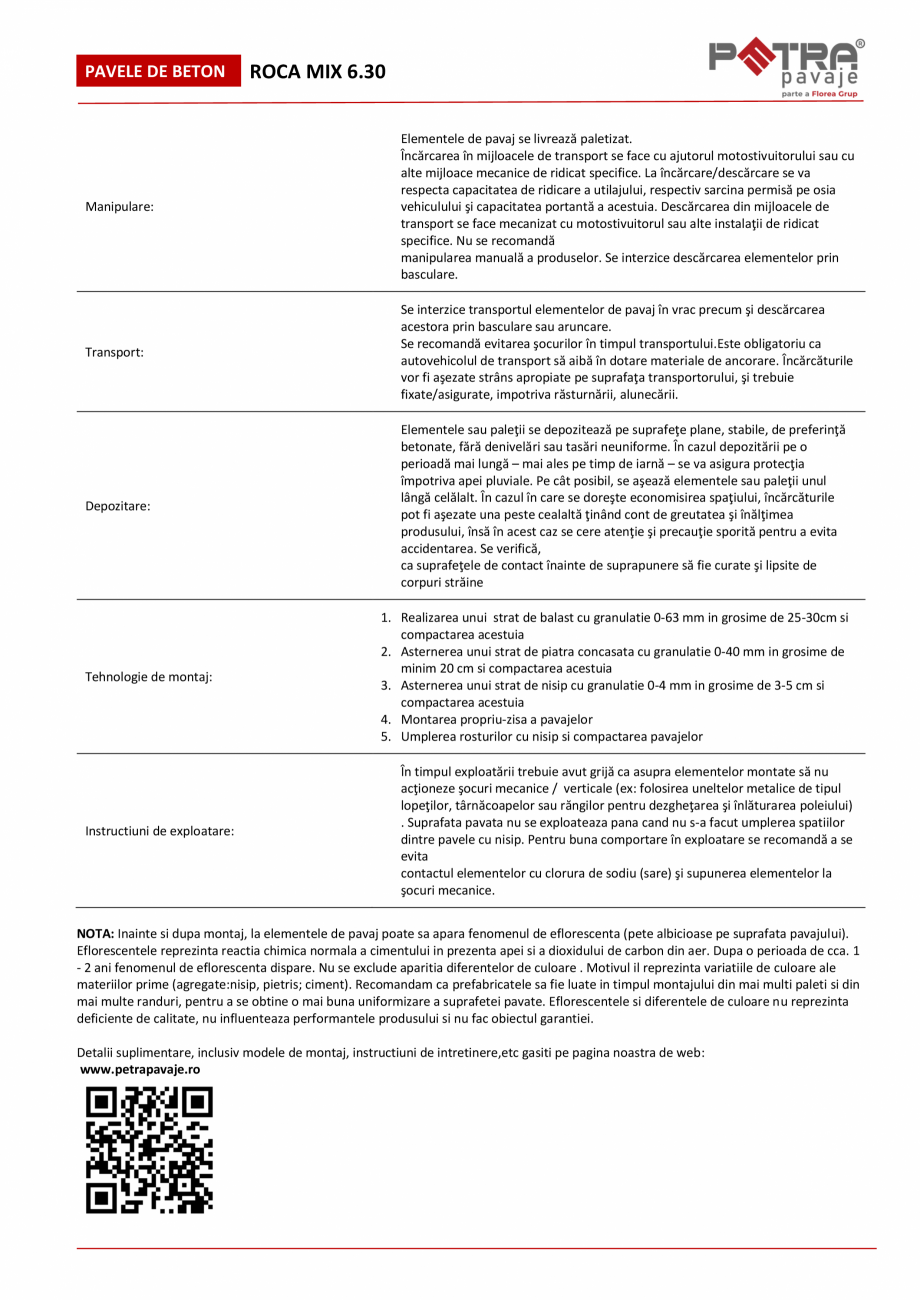 Pagina 2-Fisa tehnica pavaj ROCA MIX 6.30 cu cant Petra Pavaje Fisa tehnica Romana ri exterioare si finisari ...