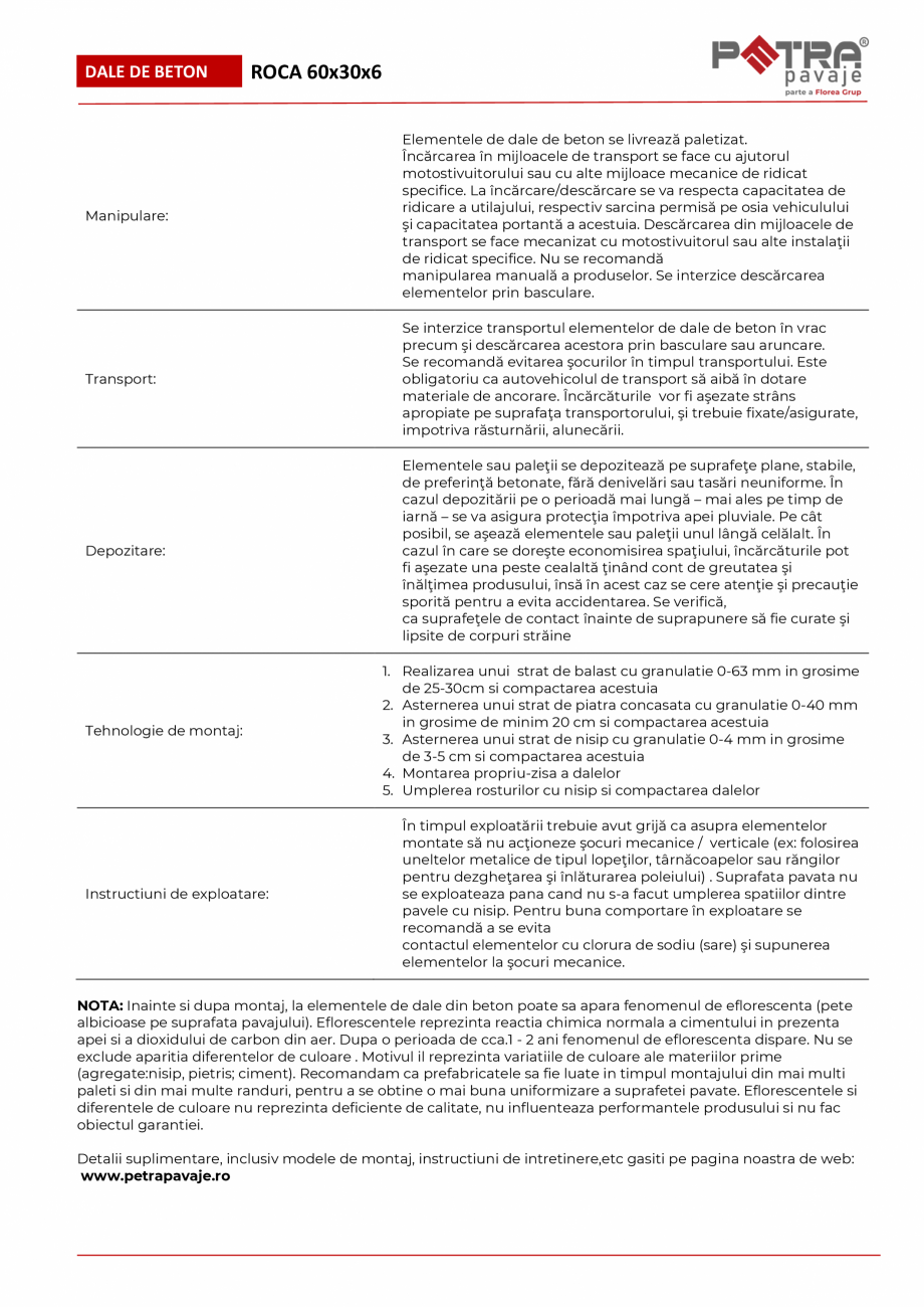 Pagina 2-Fisa tehnica pavaj ROCA 60x30x6 microcant Petra Pavaje Fisa tehnica Romana tilizari la interior,...
