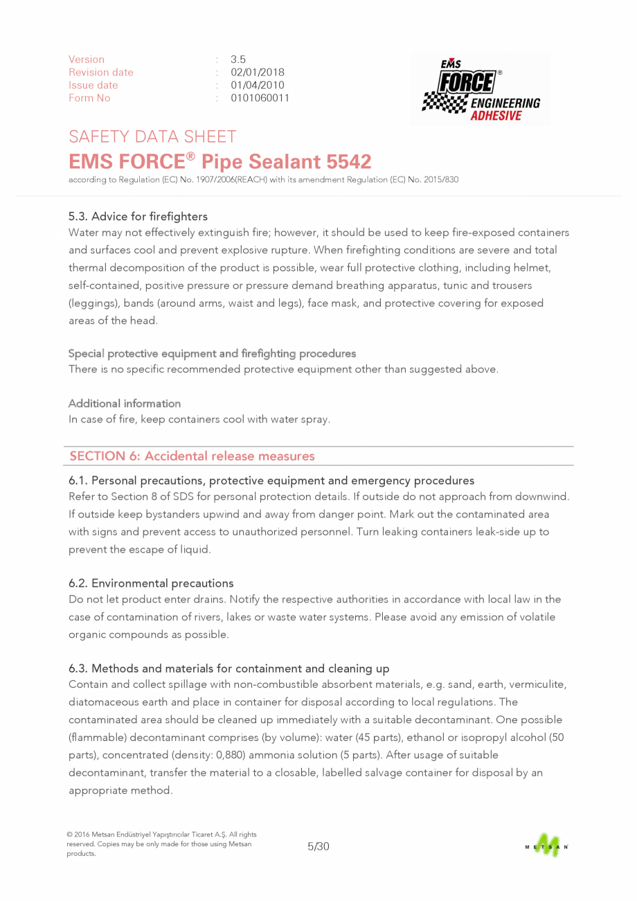Pagina 5 - Prezentare produs - Adeziv etansare filete metalice EMS FORCE EMS FORCE 5542 Catalog,...