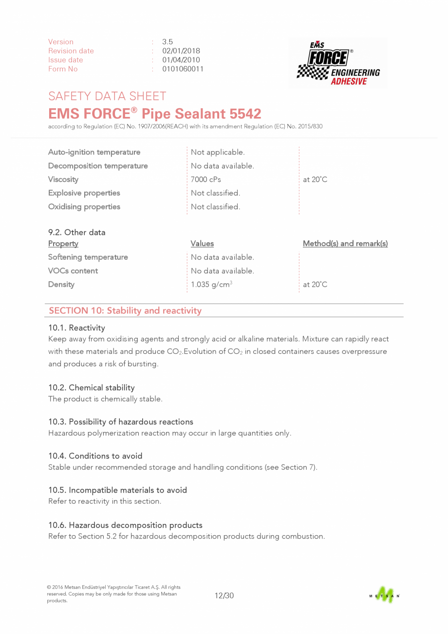 Pagina 12 - Prezentare produs - Adeziv etansare filete metalice EMS FORCE EMS FORCE 5542 Catalog,...